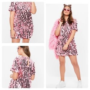 Pink Sequin T-shirt Dress